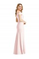 Off the Shoulder Notch Trumpet Crepe Prom Dress with Front Slit Clearance