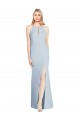 Full Length Sleeveless Halter Prom Dress with Keyhole Back Clearance