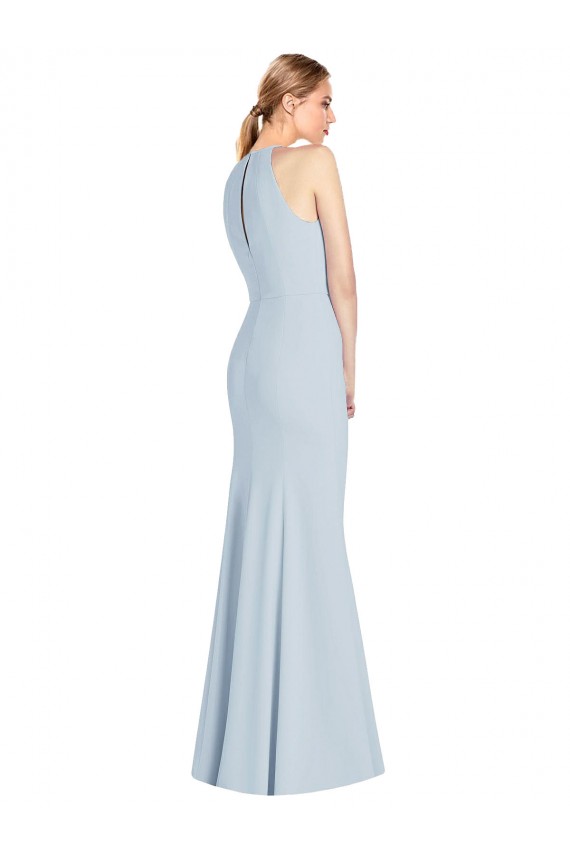 Full Length Sleeveless Halter Prom Dress with Keyhole Back Clearance