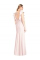 Ruffle Cap Sleeves Open Back Trumpet Prom Dress Clearance