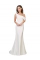 One Shoulder Crepe Prom Dress with Draped Off the Shoulder Strap Clearance