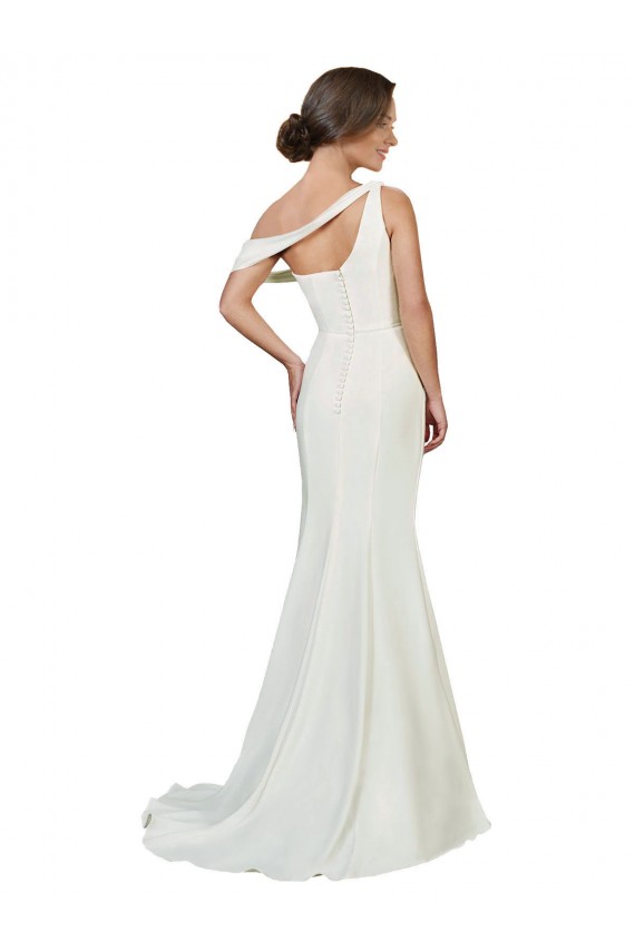 One Shoulder Crepe Prom Dress with Draped Off the Shoulder Strap Clearance