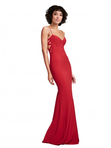 Spaghetti Strap Slip Neckline Crepe Prom Dress Clearance