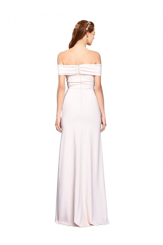Criss Cross Off the Shoulder Crepe Prom Dress with Side Slit Clearance