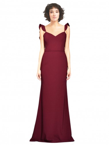 Crepe Slip Prom Dress with Ruffled Straps Clearance