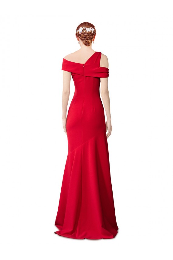 Sleeveless Ruched Crepe Mermaid Prom Dress with Off The Shoulder Detail Clearance