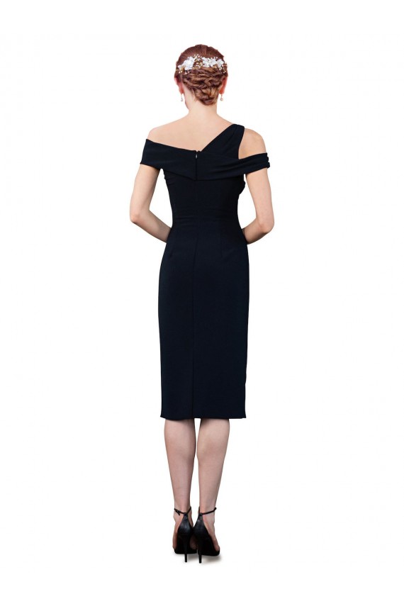 Draped Cross Shoulder Stretch Crepe Cocktail Prom Dress / Homecoming Dress Clearance