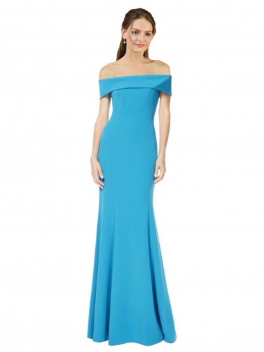 Off the Shoulder Crepe Prom Dress with Fitted Silhouette Clearance