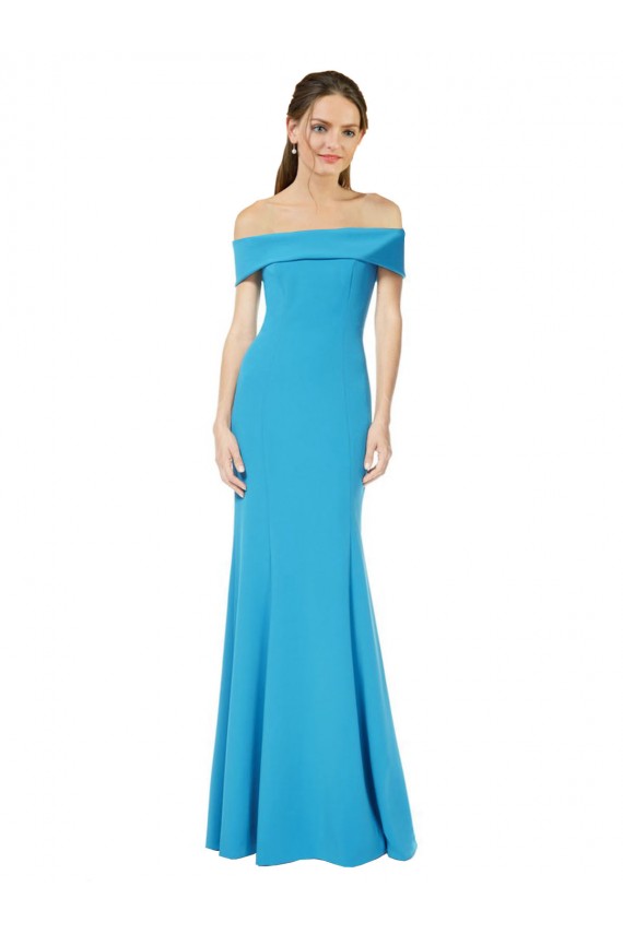 Off the Shoulder Crepe Prom Dress with Fitted Silhouette Clearance