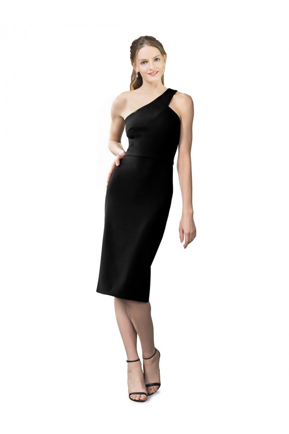 One Shoulder Short Crepe Cocktail Prom Dress / Homecoming Dress Clearance