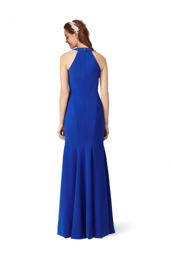 Halter V-Neck Long A-Line Crepe Prom Dress Clearance