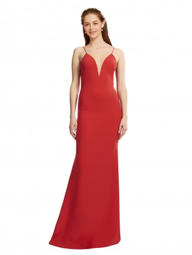 Mermaid Plunging V-Neck Crepe Prom Dress with Wide Open Back Clearance