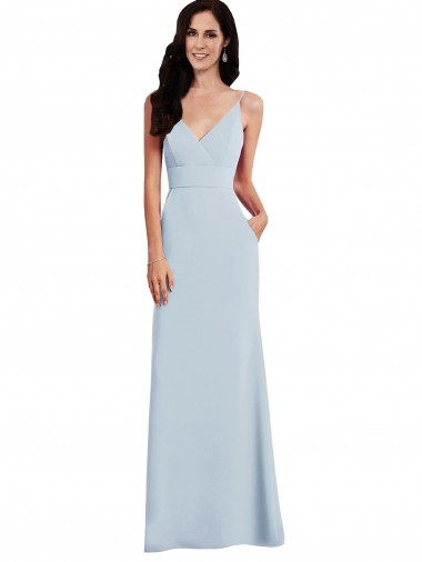 V Back Spaghetti Strap Maxi Prom Dress with Pockets Clearance