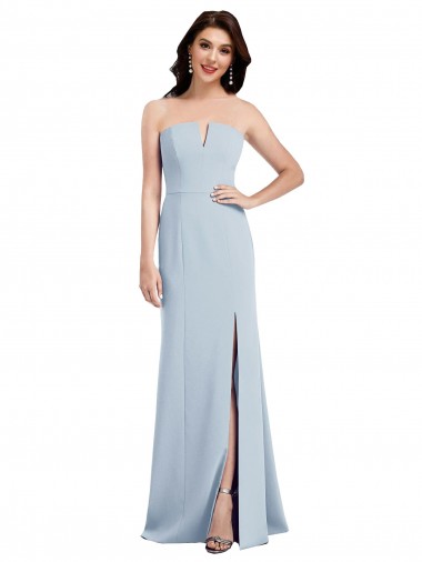 Strapless Notch Crepe Prom Dress with Front Slit Clearance