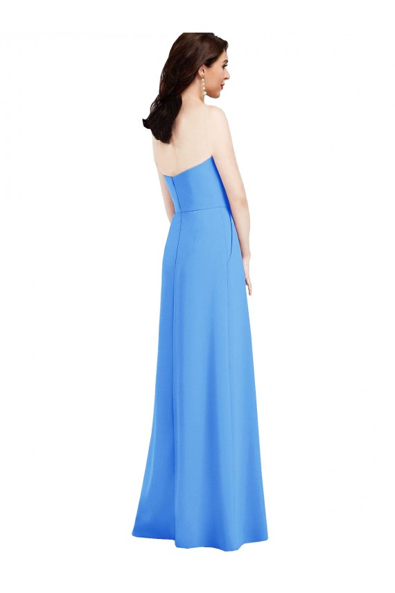 Strapless Pleated Skirt Crepe Prom Dress with Pockets Clearance
