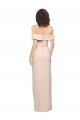 Off the Shoulder Long Crepe Prom Dress with Waist Tie and Slit Clearance