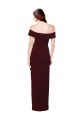 Off the Shoulder Long Crepe Prom Dress with Waist Tie Clearance