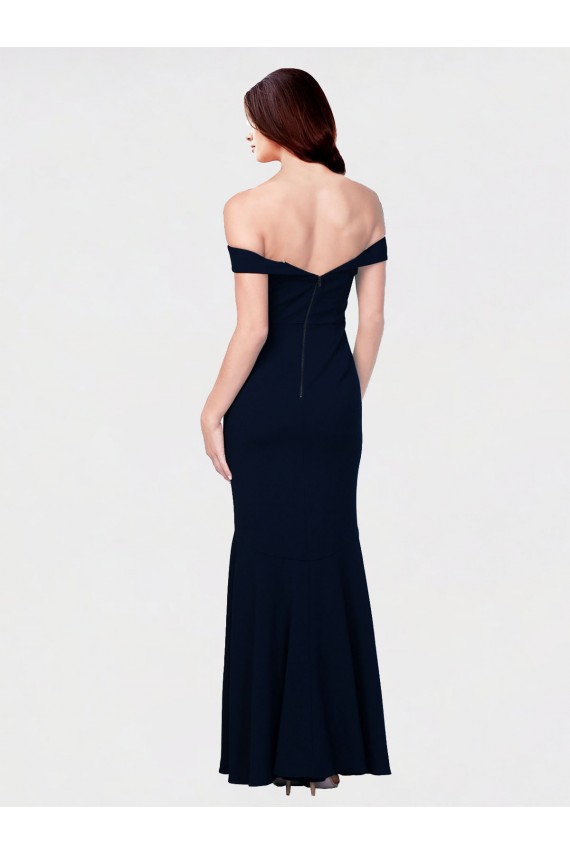 Mermaid Off the Shoulder Long Crepe Prom Dress with Low Back Clearance