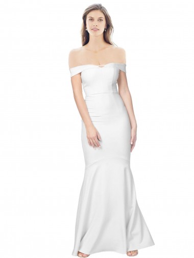 Mermaid Off the Shoulder Long Crepe Prom Dress with Low Back Clearance