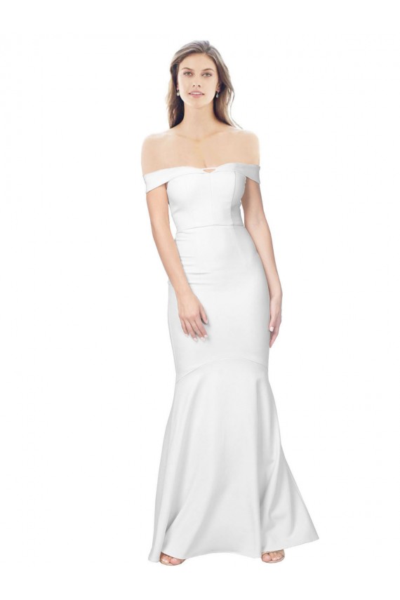 Mermaid Off the Shoulder Long Crepe Prom Dress with Low Back Clearance