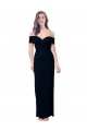 Off the Shoulder Long Full Length Crepe Prom Dress with Side Split Clearance