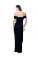 Off the Shoulder Long Full Length Crepe Prom Dress with Side Split Clearance