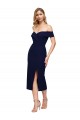 Midi Length Short Crepe Cocktail Prom Dress / Homecoming Dress with Side Split Clearance