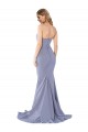 Long Strapless Sweetheart Sweep Train Crepe Prom Dress with Low Back Clearance
