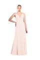 Slim A-Line V-Neck Long Stretch Crepe Prom Dress with V-Back Clearance