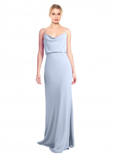 Feminine Cowl Neck Slim Floor Length Stretch Crepe Prom Dress Clearance