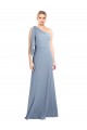 Draped Flutter Sleeves One Shoulder Stretch Crepe Prom Dress Clearance