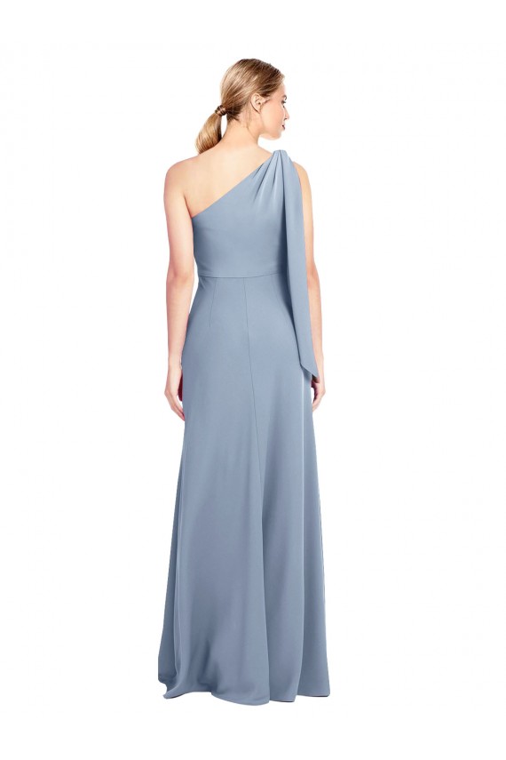 Draped Flutter Sleeves One Shoulder Stretch Crepe Prom Dress Clearance