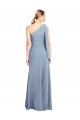 Draped Flutter Sleeves One Shoulder Stretch Crepe Prom Dress Clearance