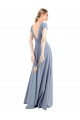 Plunging V-Neck Cap Sleeves Stretch Crepe Prom Dress with Front Slit Clearance