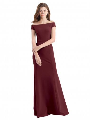 Off the Shoulder Fit and Flare Stretch Crepe Prom Dress Clearance