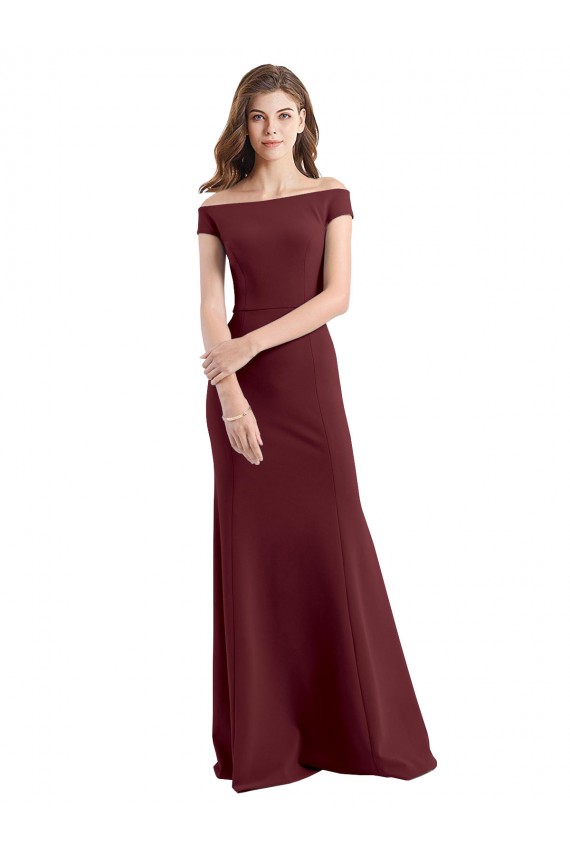 Off the Shoulder Fit and Flare Stretch Crepe Prom Dress Clearance