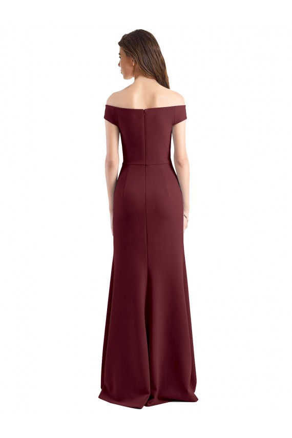 Off the Shoulder Fit and Flare Stretch Crepe Prom Dress Clearance