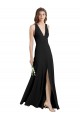 Sleek Halter V-Neck Long A-Line Stretch Crepe Prom Dress with Front Slit Clearance