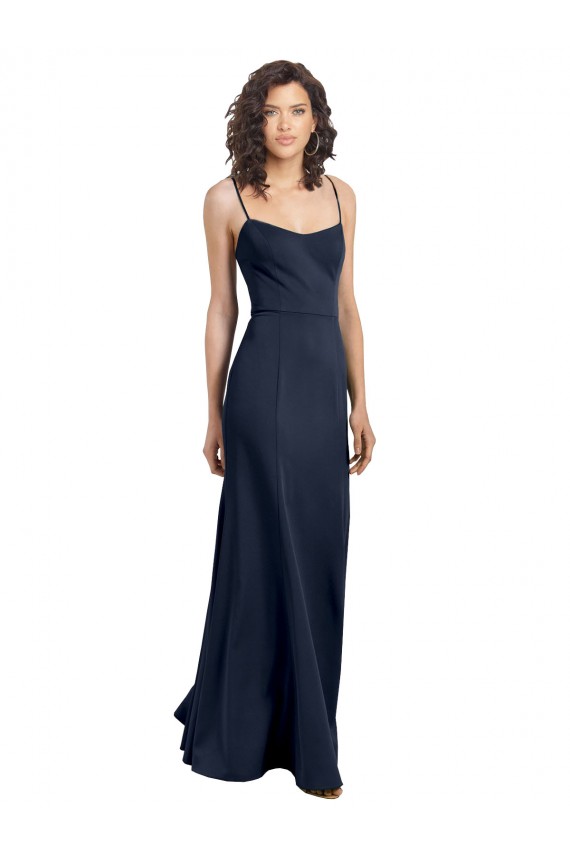Fit and Flare Scoop Neck Long Sleeveless Stretch Crepe Prom Dress Clearance