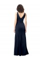 Classic V-Neck Long Stretch Crepe Prom Dress with V-Back Clearance