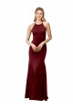 Fit and Flare Halter Neckline Stretch Crepe Prom Dress with Strappy Back Clearance