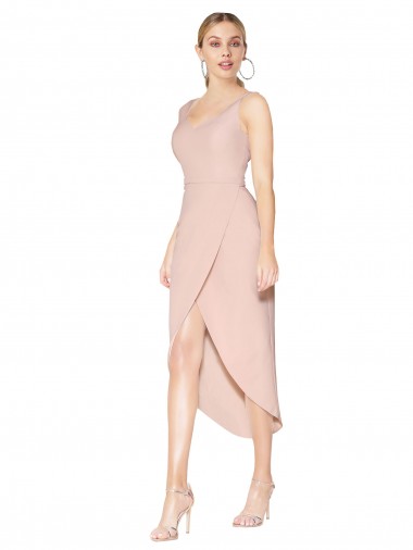 Short Knee Length Crepe Cocktail Dress / Prom Dress Clearance