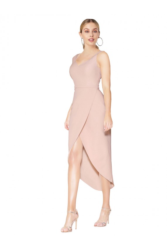 Short Knee Length Crepe Cocktail Dress / Prom Dress Clearance
