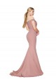 Off the Shoulder Sweetheart Long Sweep Train Crepe Prom Dress Clearance