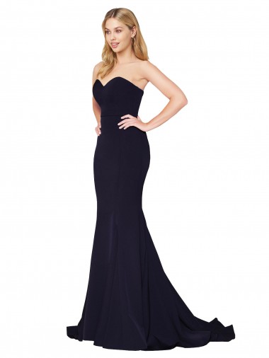 Sweetheart High Neck Sweep Train Sleeveless Crepe Prom Dress Clearance