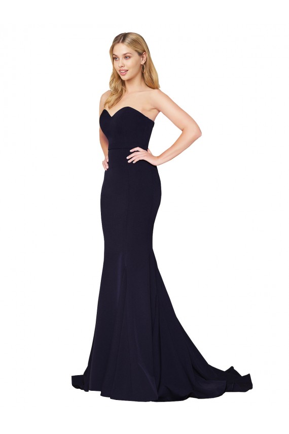 Sweetheart High Neck Sweep Train Sleeveless Crepe Prom Dress Clearance