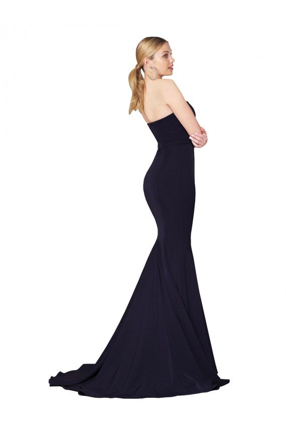 Sweetheart High Neck Sweep Train Sleeveless Crepe Prom Dress Clearance