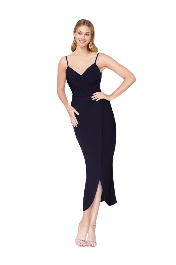 High Neck Spaghetti Straps Crepe Short Wrap Cocktail Prom Dress / Homecoming Dress Clearance