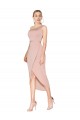 Knee Length One Shoulder Crepe Short Wrap Cocktail Prom Dress / Homecoming Dress Clearance