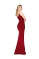 Spaghetti Straps V-Neck Long Crepe Dress with High Slit Clearance